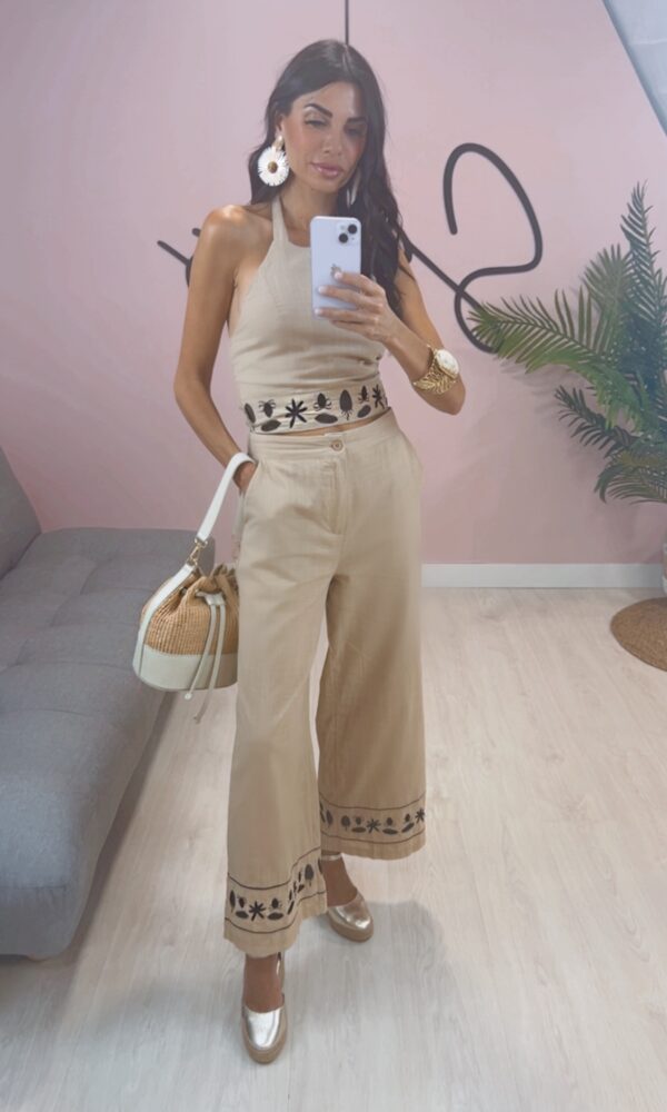 CONJUNTO CAMEL PANTALON RECTO TO HALTER