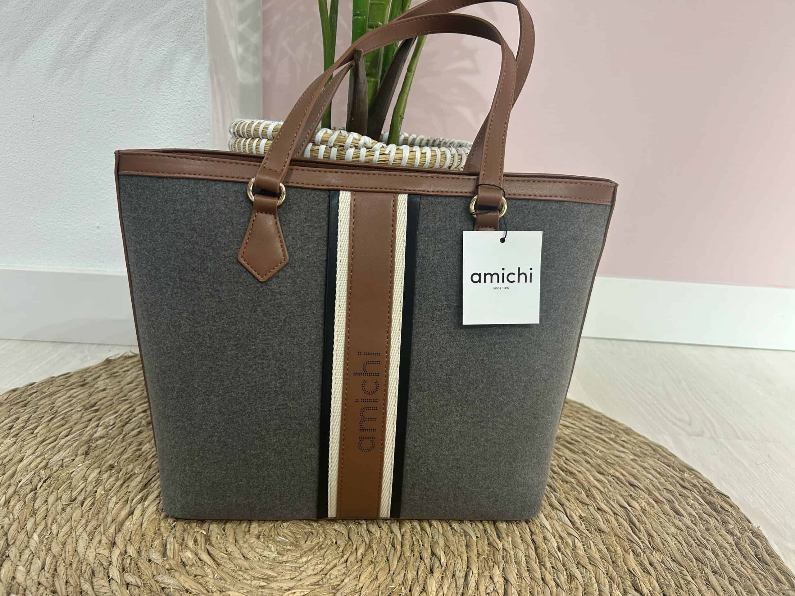 Bolso Shopper Amichi Gris Marron Saradas