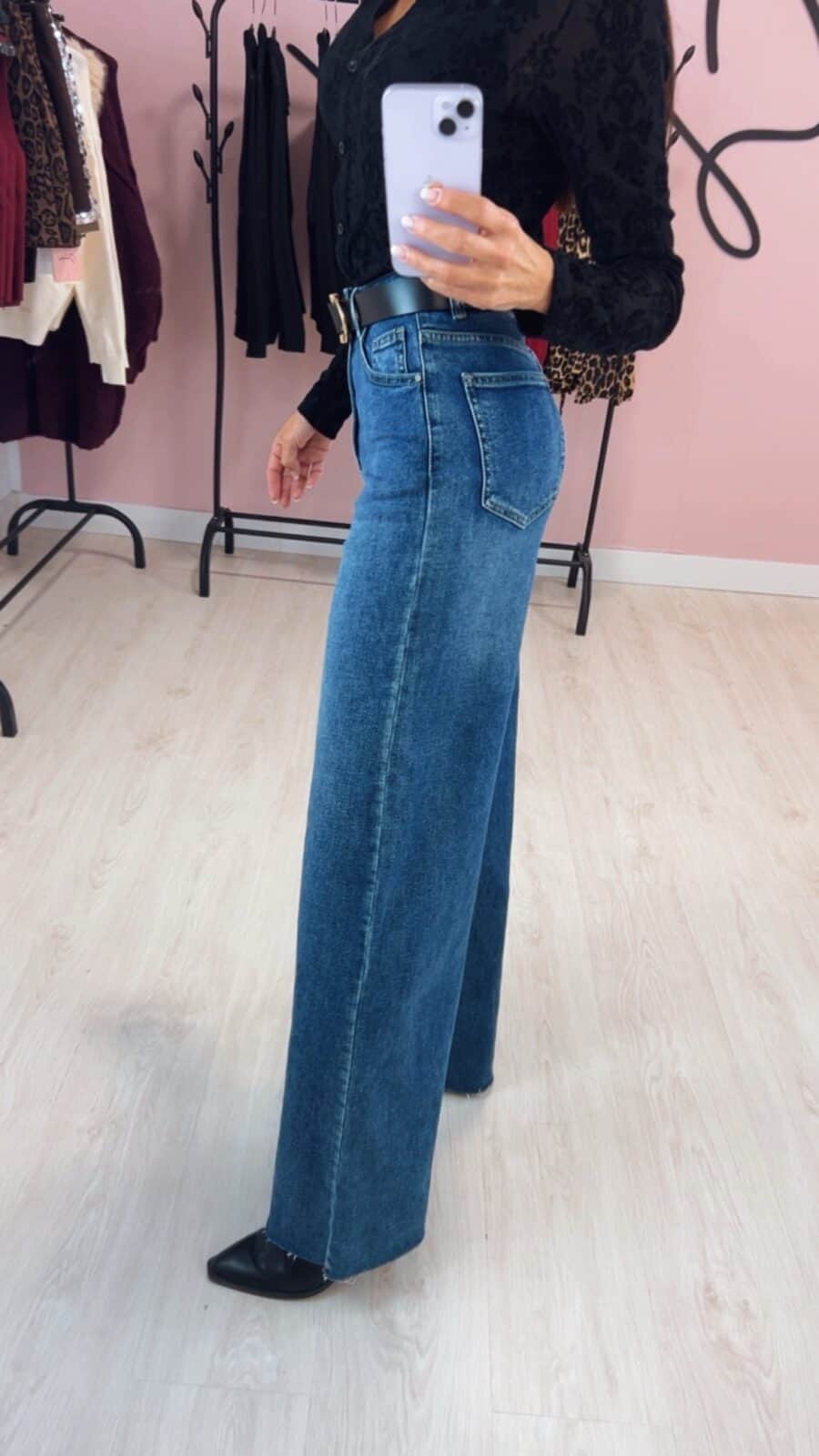 Pantalón Denim Wide Leg desflecado