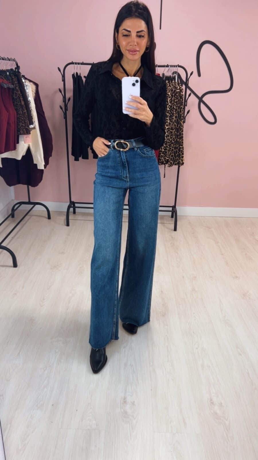 Pantalón Denim Wide Leg desflecado - Imagen 2