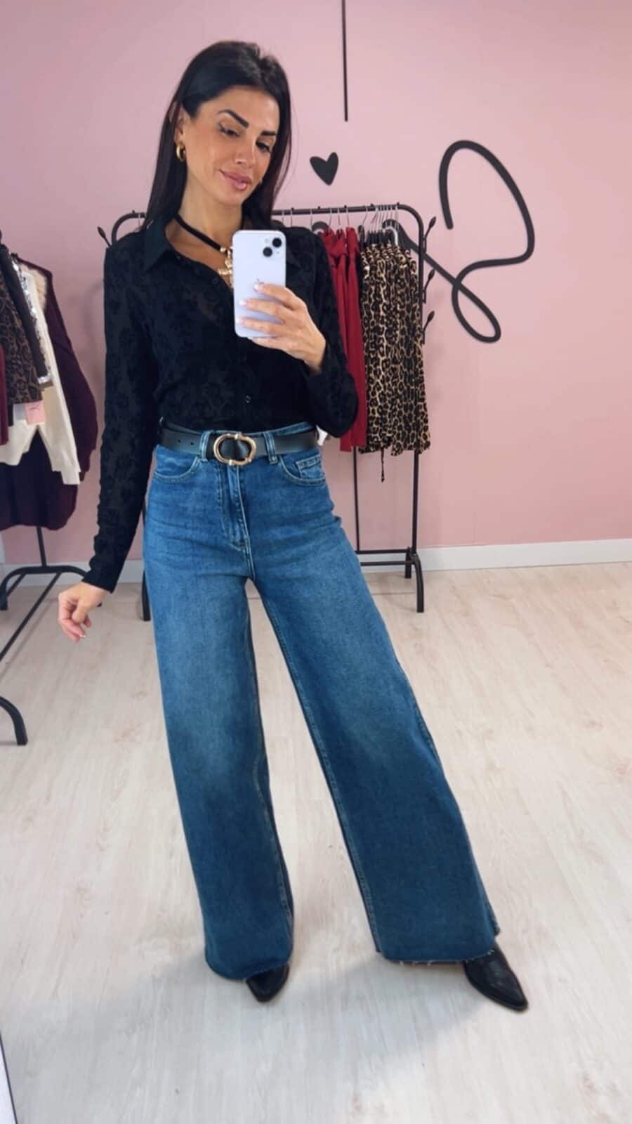 Pantalón Denim Wide Leg desflecado - Imagen 3