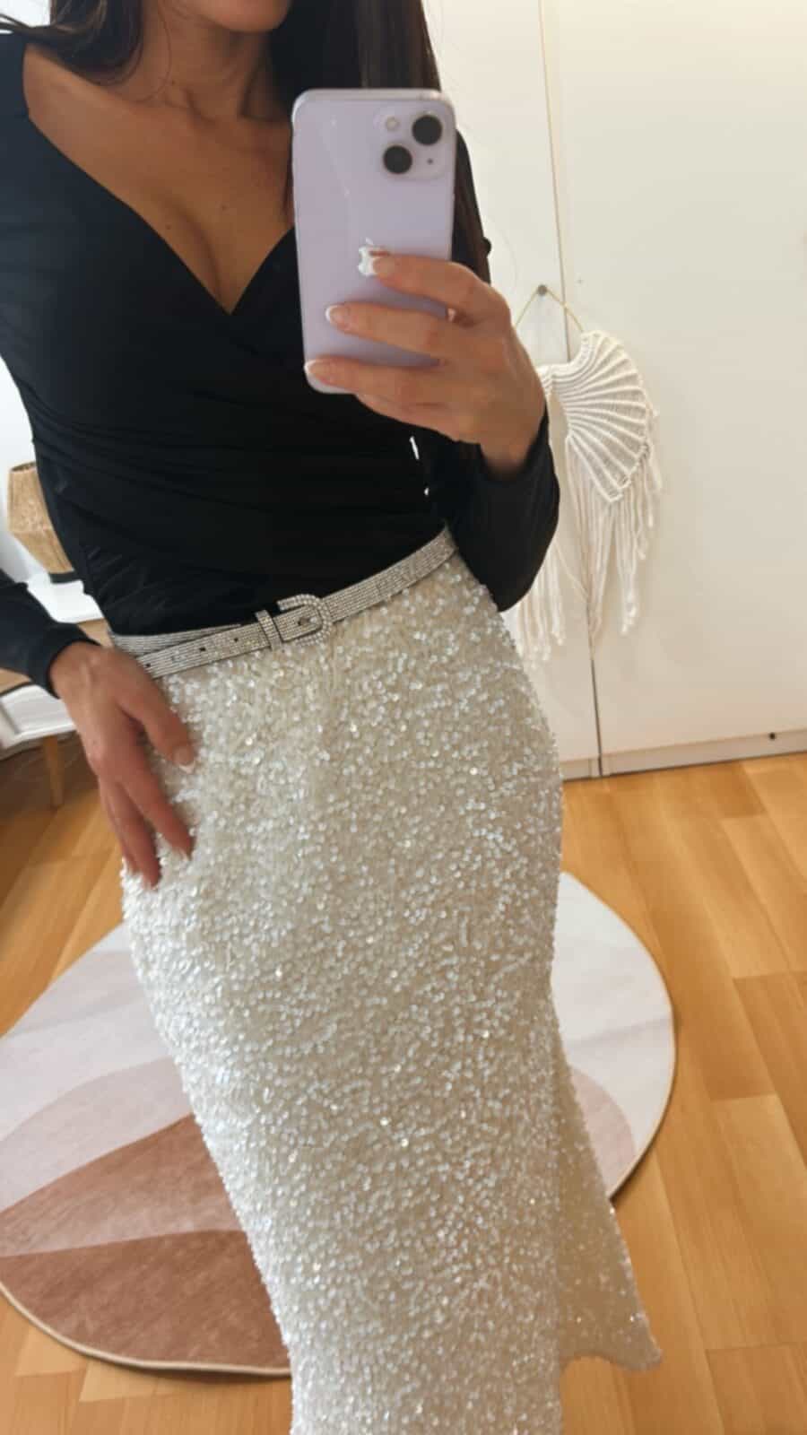 Falda White Apricot/Lentejuelas - Imagen 2