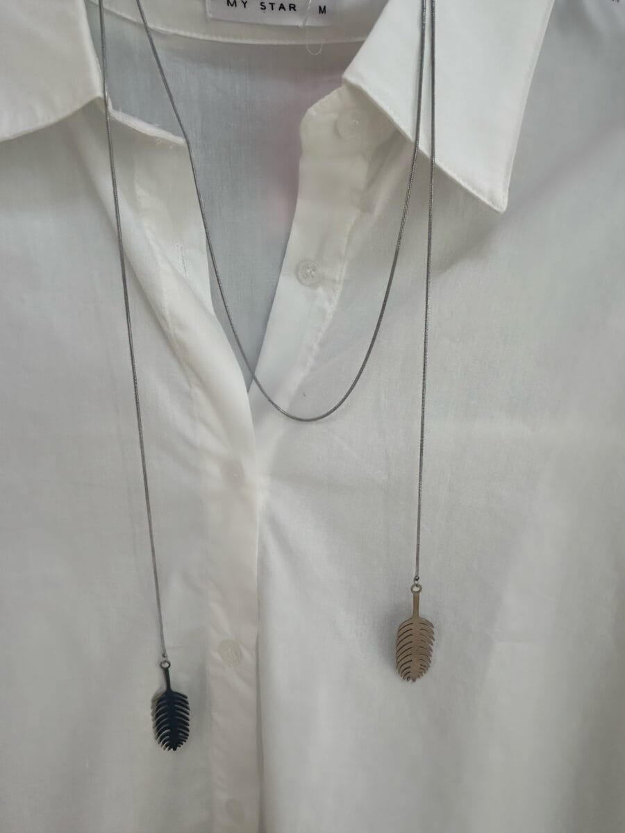 Collar Hojas Doble Plateado