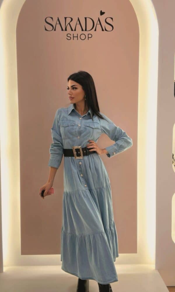 Vestido Camisero Maxi Denim