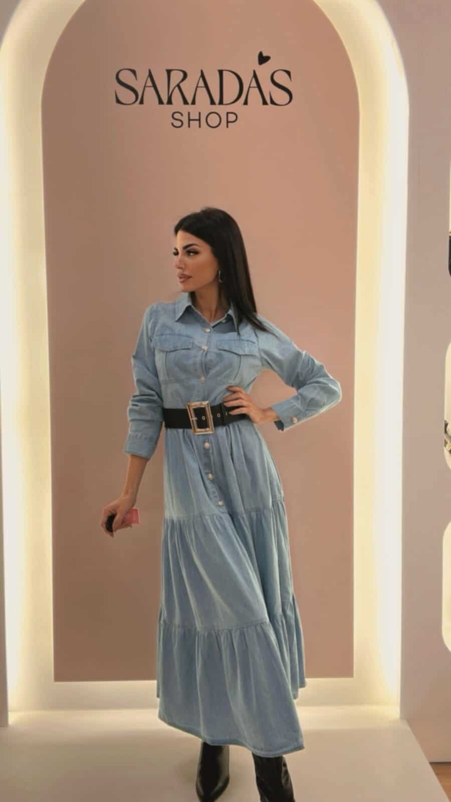 Vestido Camisero Maxi Denim