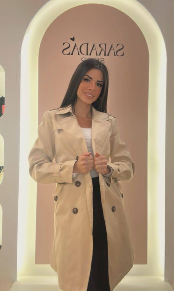 Gabardina Trench Camel