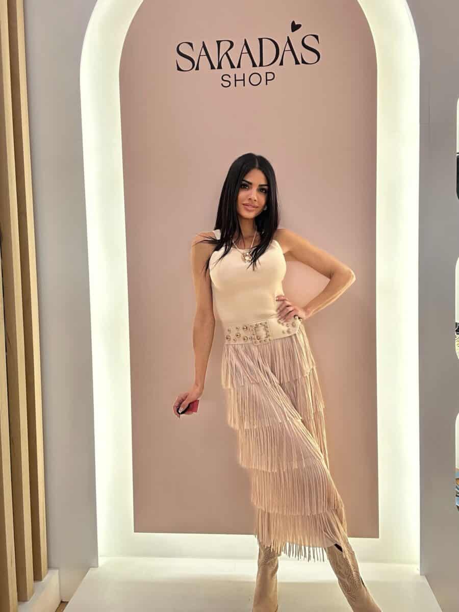 Falda Flecos Beige - Imagen 4