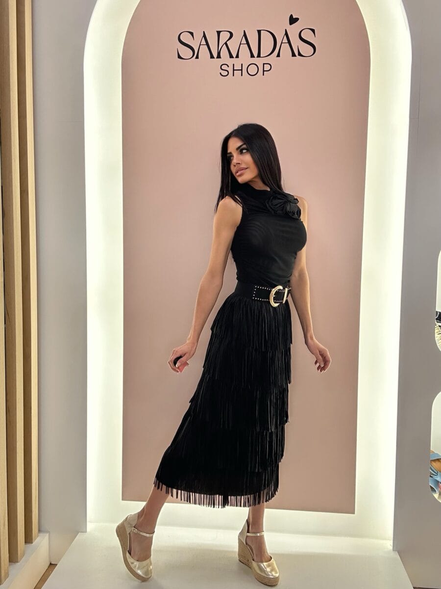 Falda Flecos Negra - Imagen 6