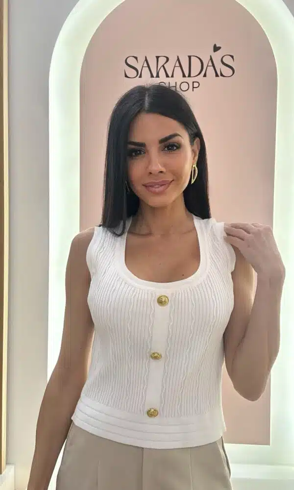 Top Botones Blanco