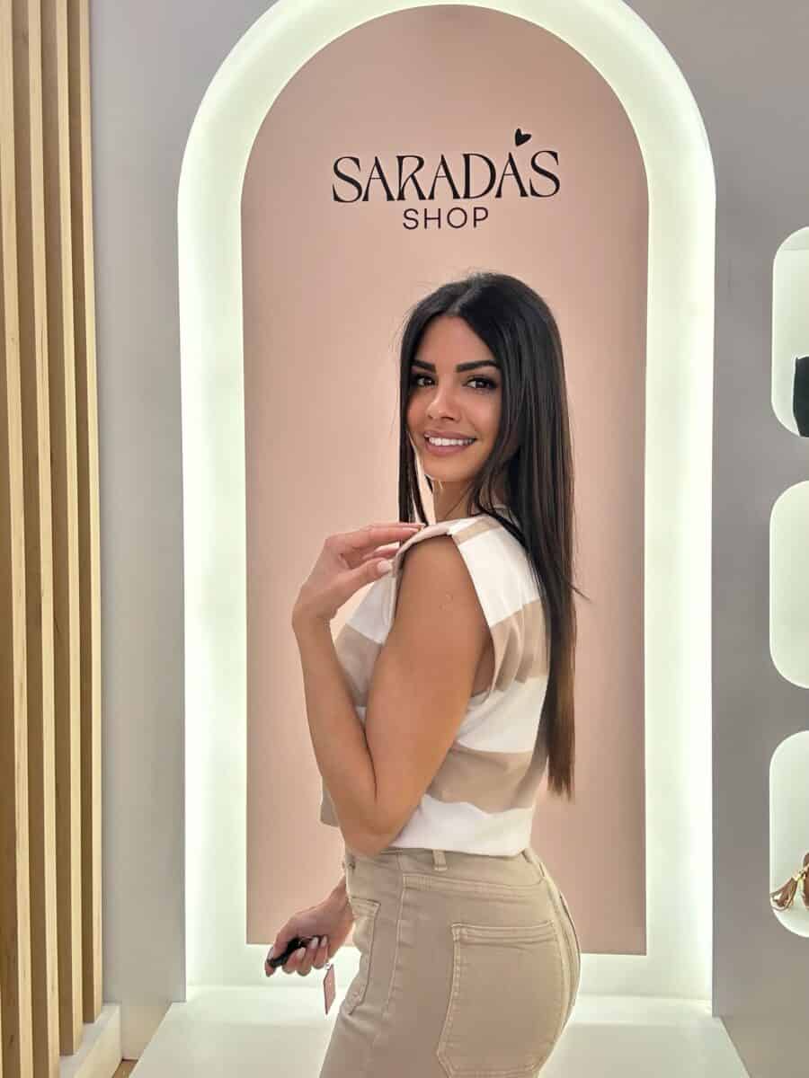 Camiseta Algodón Rayas Beige - Imagen 2