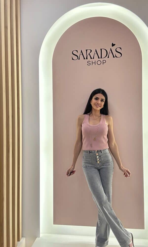 Pantalón Denim Botones Gris