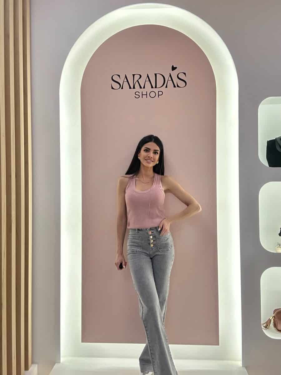 Pantalón Denim Botones Gris - Imagen 3