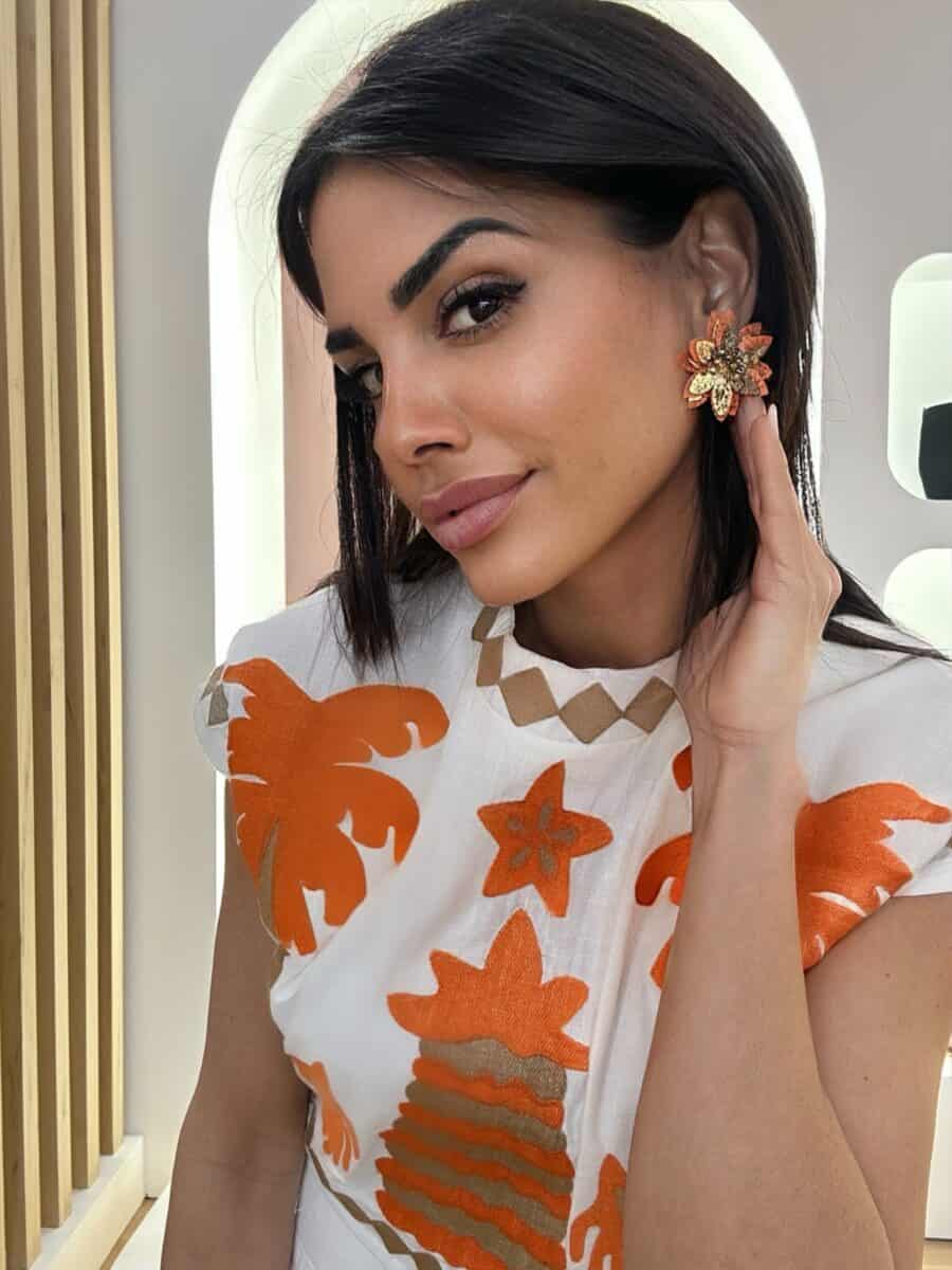 Pendiente Flor Naranja