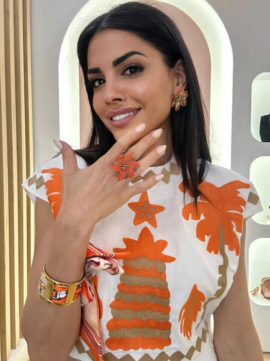 Anillo Flor Naranja