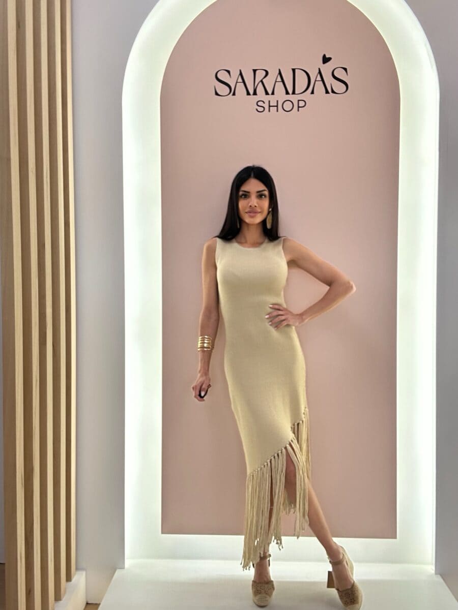 Vestido Flecos Dorado - Imagen 2