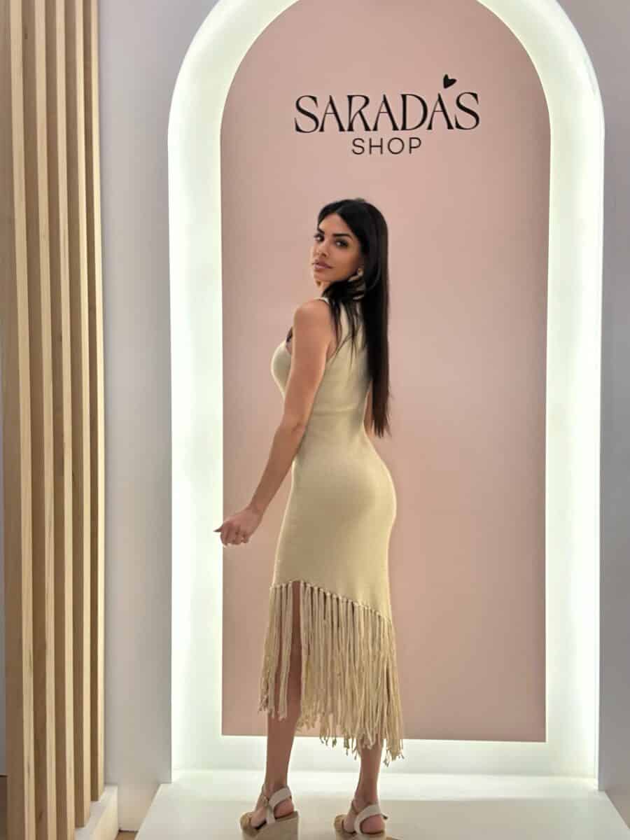 Vestido Flecos Dorado - Imagen 3