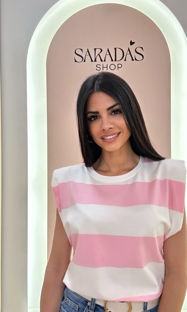 Camiseta Algodón Rayas Rosa