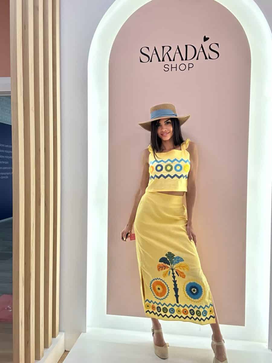 Conjunto Bordado Palmera Amarillo
