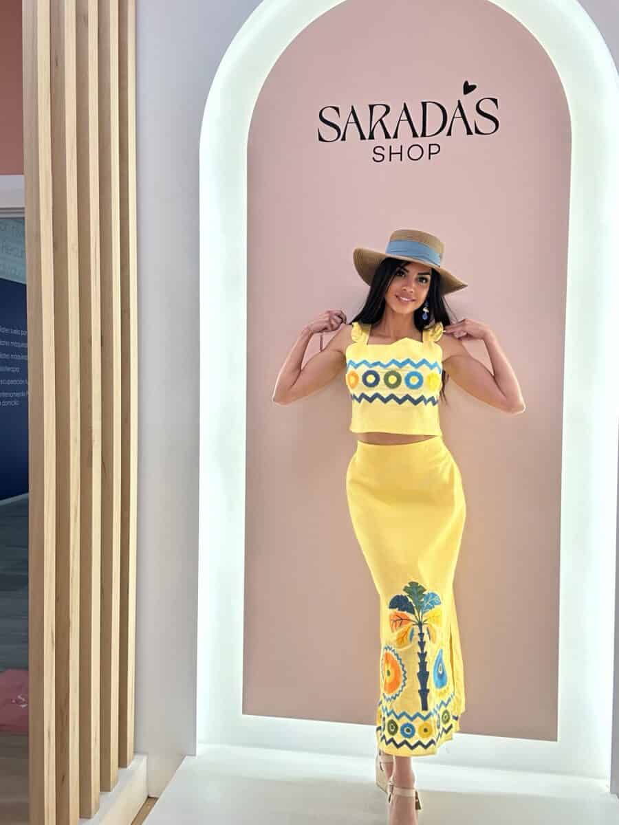 Conjunto Bordado Palmera Amarillo - Imagen 3