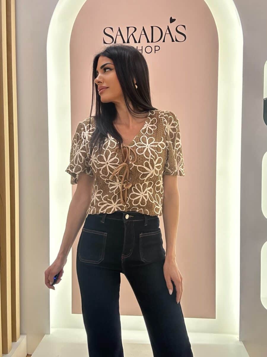 Pantalón Denim Costuras Camel - Imagen 3