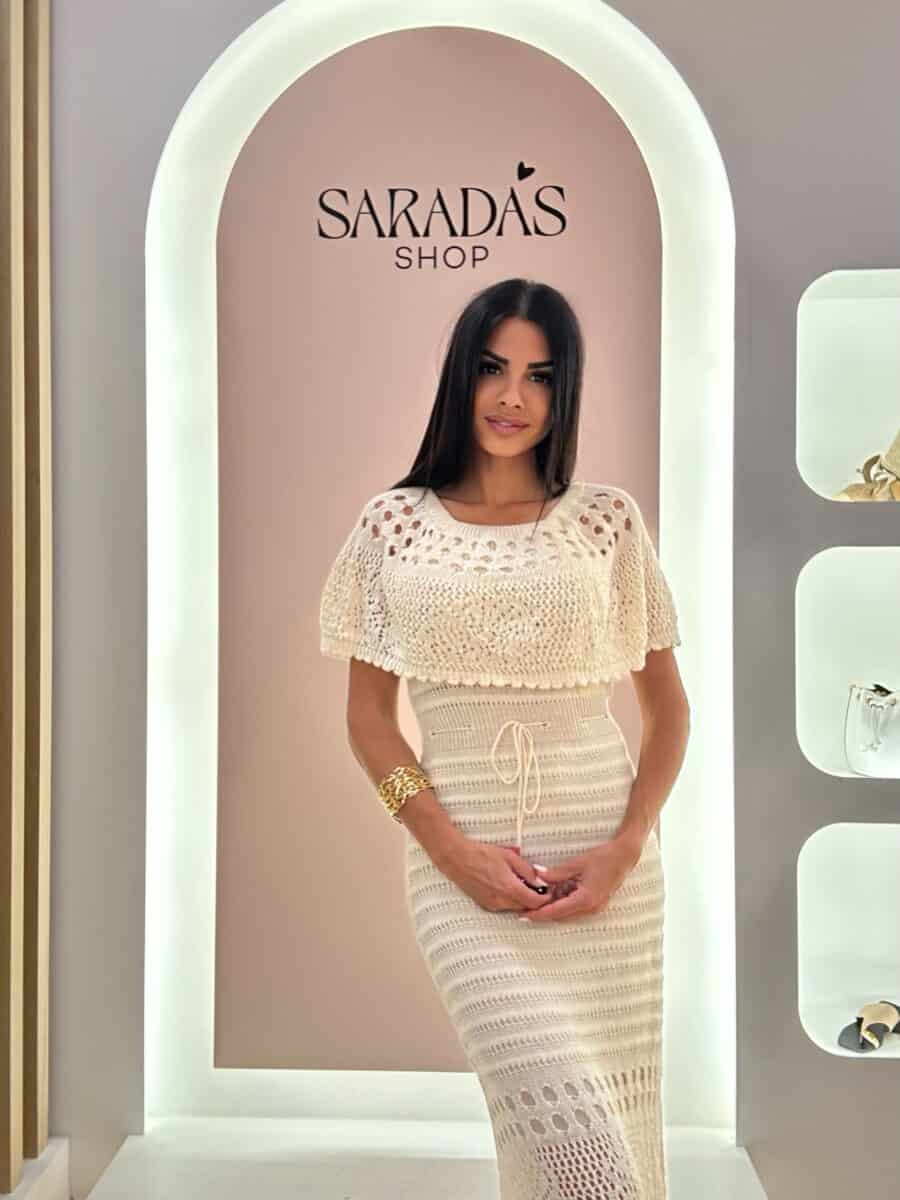 Vestido Crochet Crema - Imagen 6
