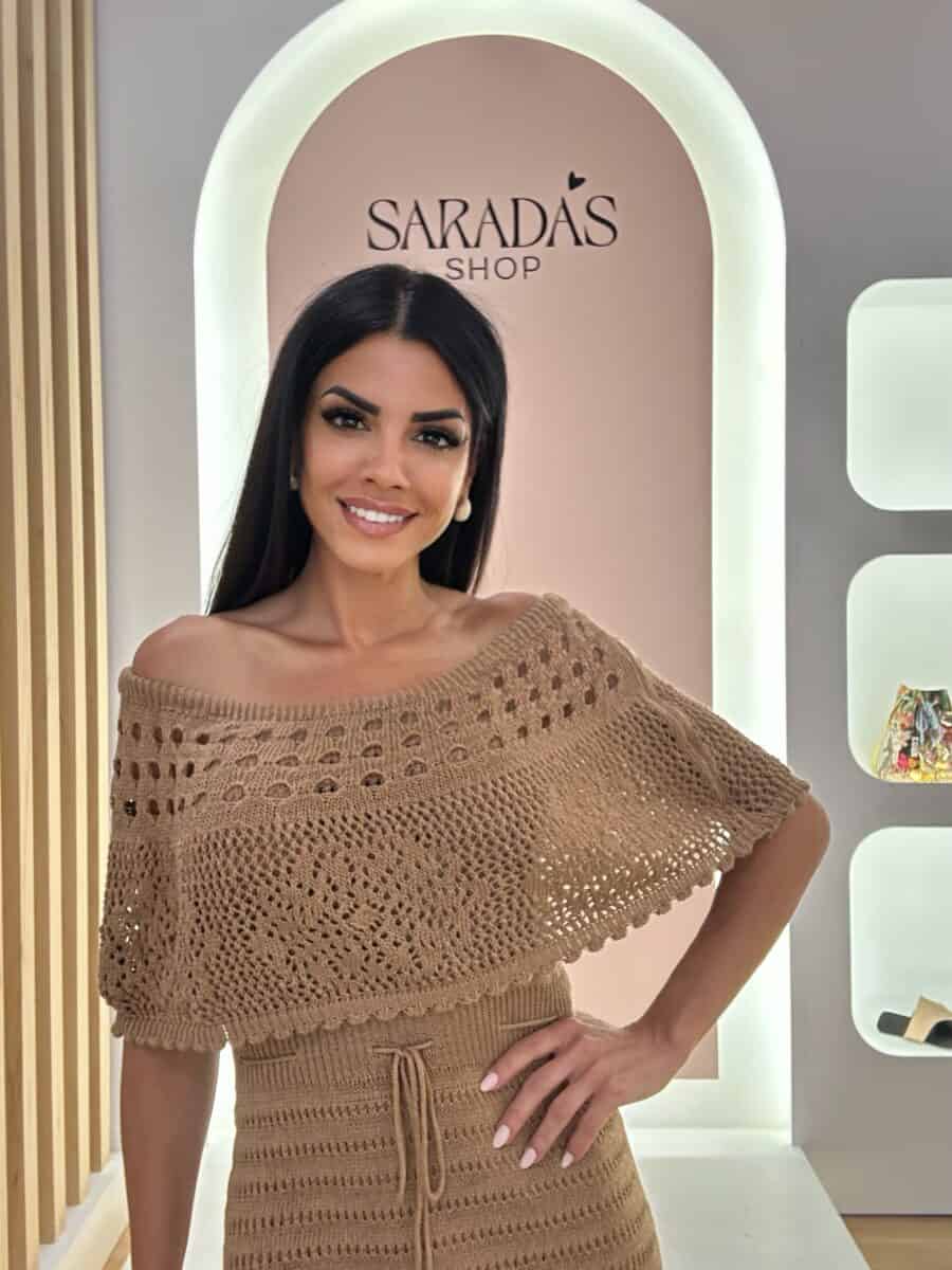 Vestido Crochet Camel - Imagen 4
