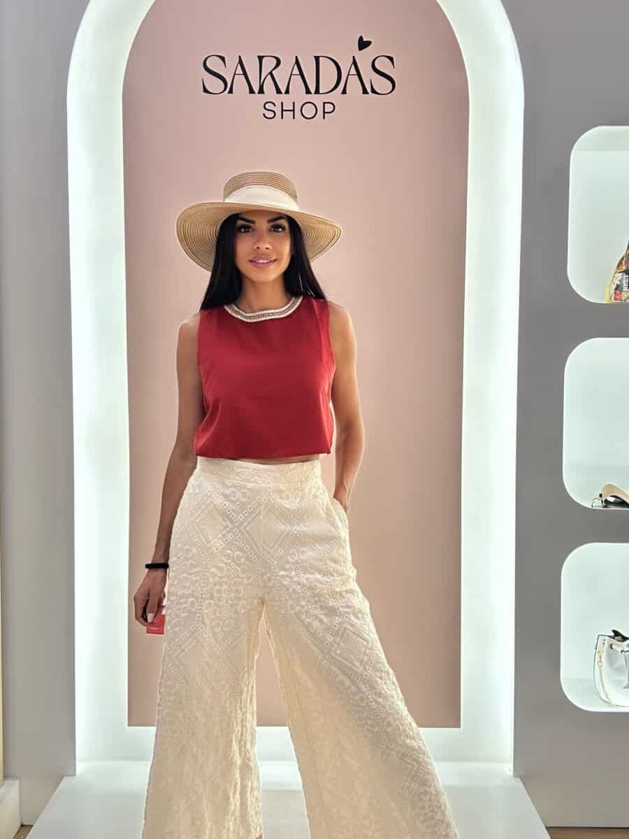 Pantalón Bordado Crema