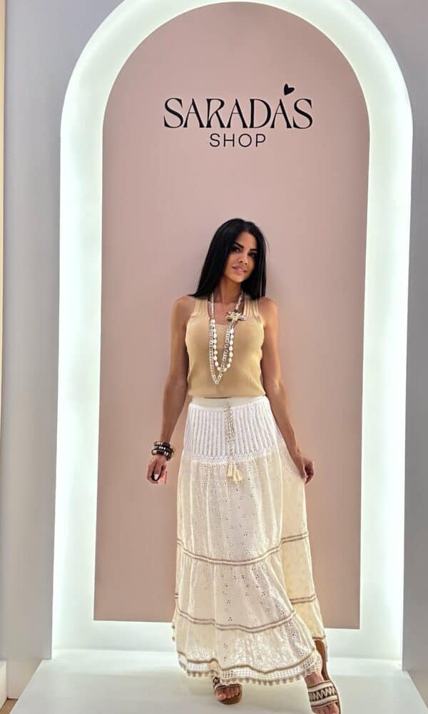 Falda Bordada Crema