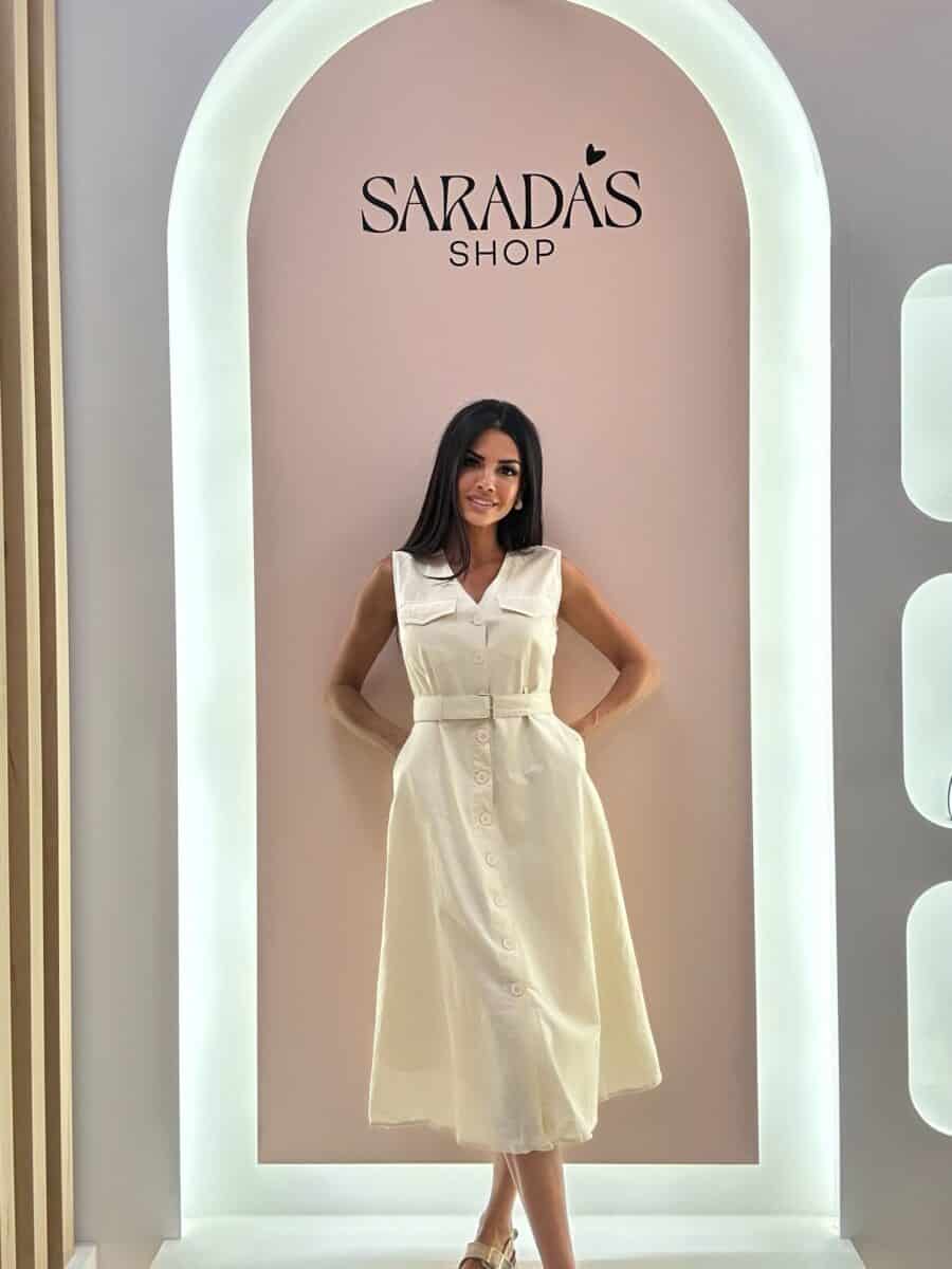 Vestido Camisero Beige - Imagen 5