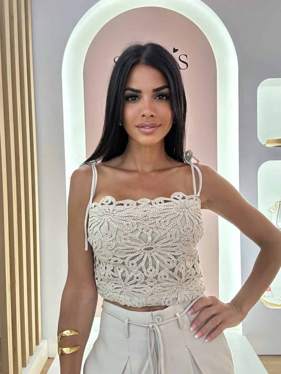 Top Crochet Beige