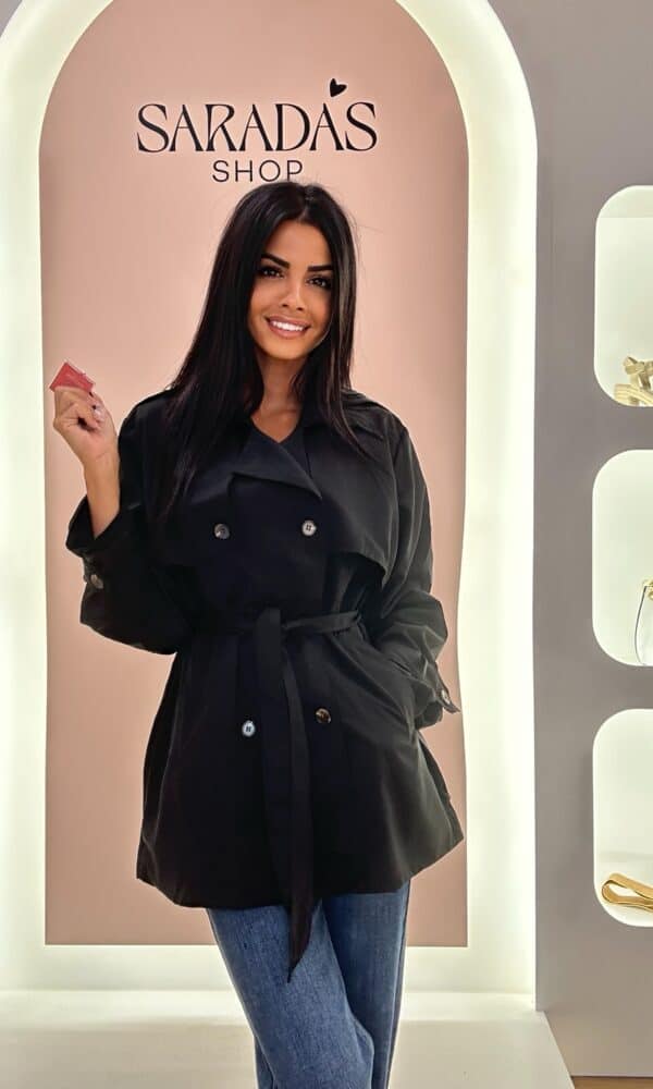 Gabardina Trench Negra