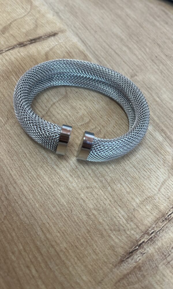 Brazalete Malla Plateado