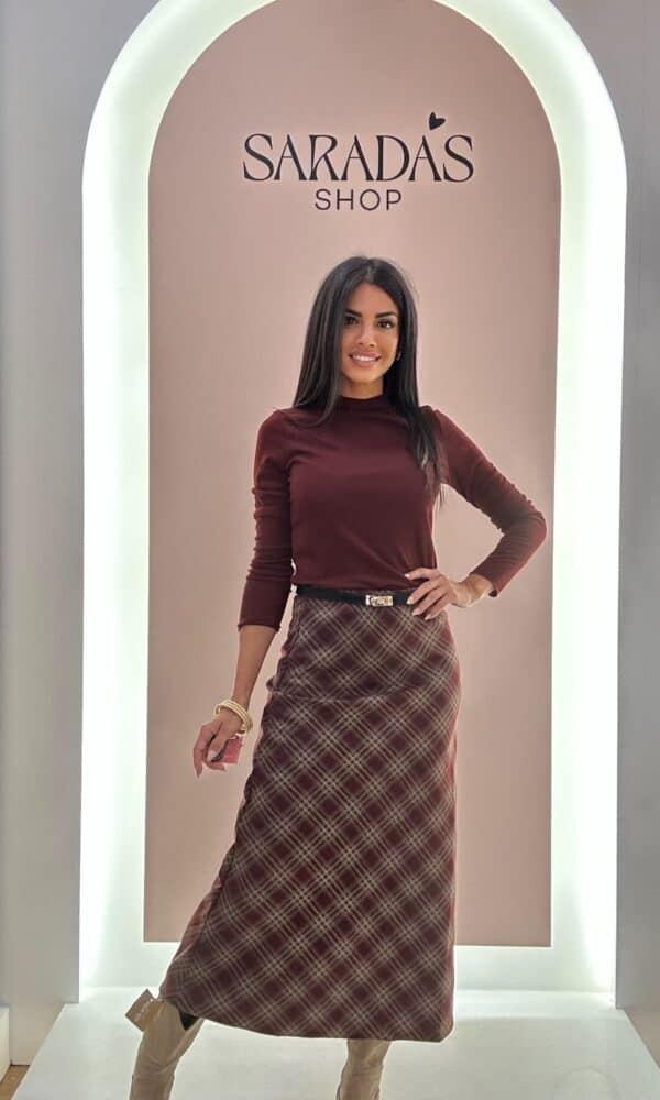 Falda Tartan Burdeos