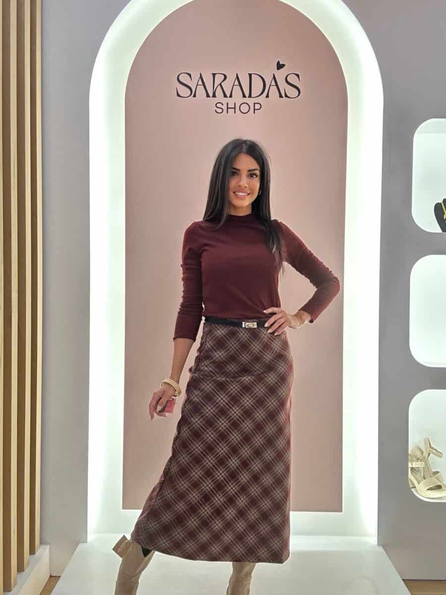 Falda Tartan Burdeos