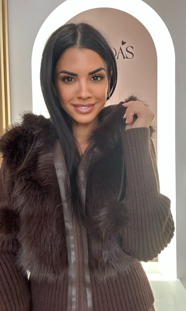 Chaqueta Punto Pelo Chocolate