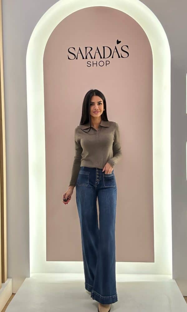 Denim Wide Leg Bolsillos