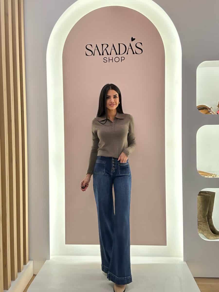 Denim Wide Leg Bolsillos