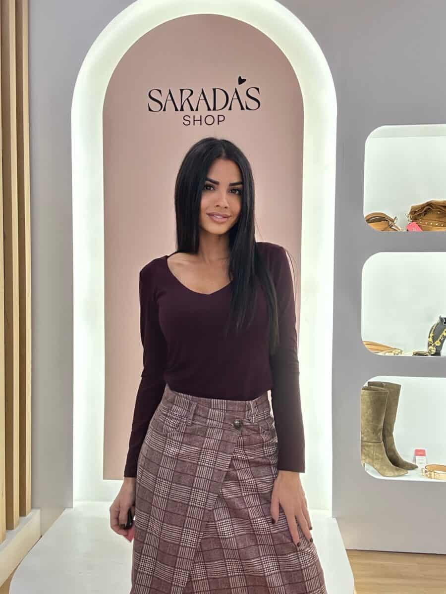 Falda Italy Cuadros Burdeos