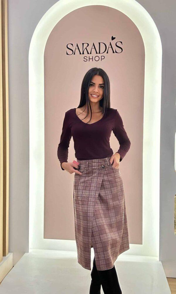 Falda Italy Cuadros Burdeos