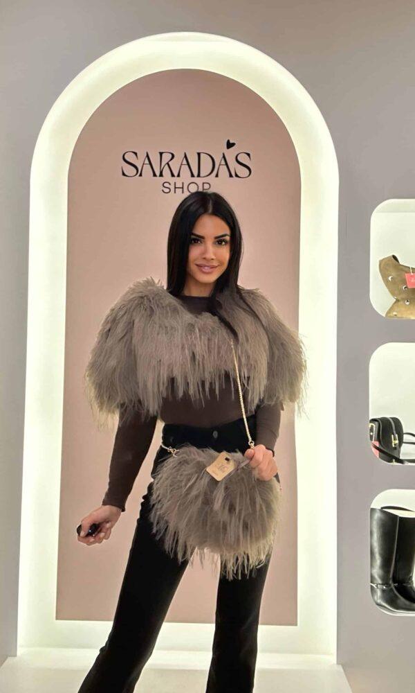 Bolso Pelo Pluma Taupe