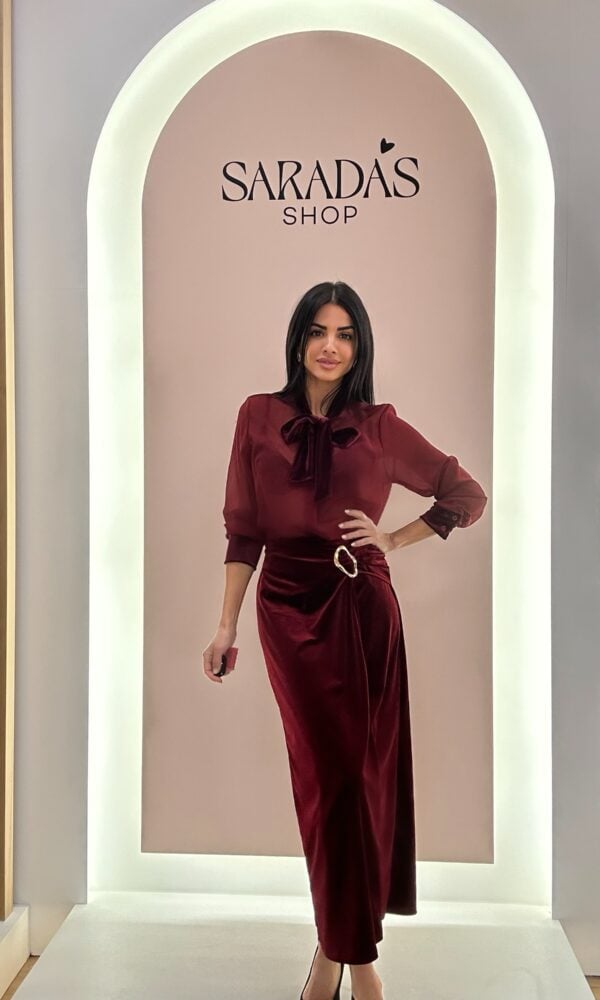 Falda Aterciopelada Burdeos