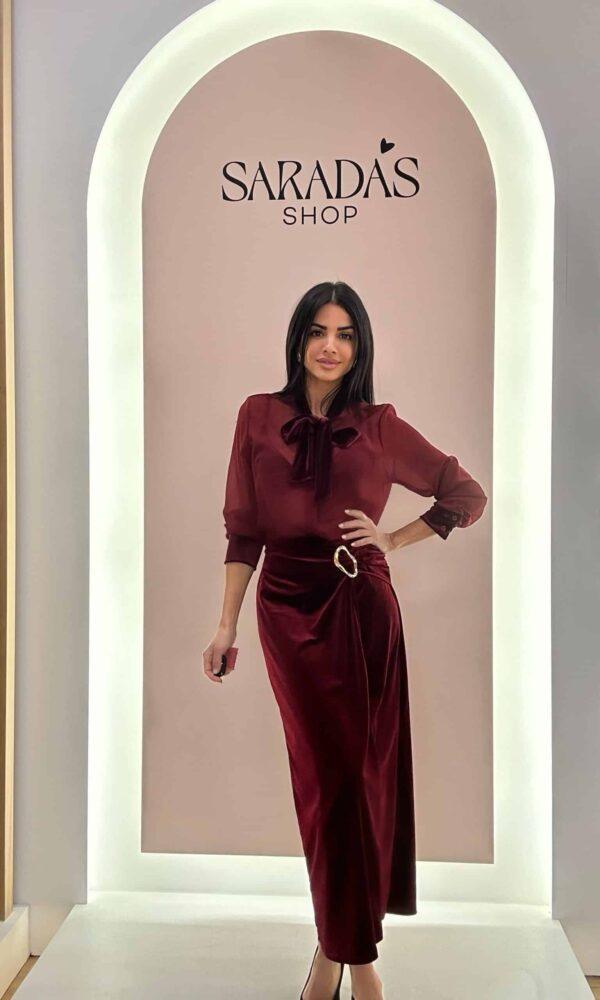 Falda Aterciopelada Burdeos