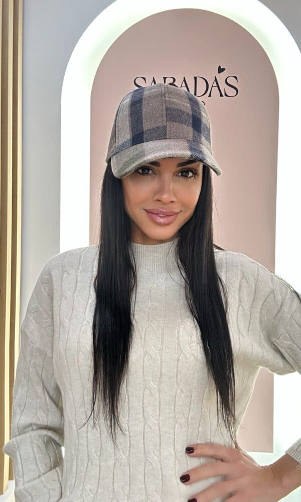 Gorra Cuadros Taupe