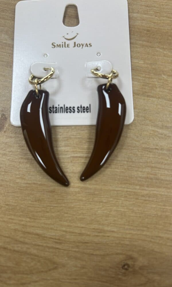 Pendiente Cuerno Marrón