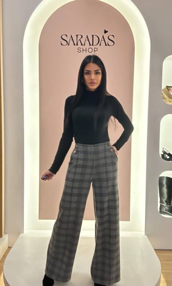 Pantalón Mezcla Cuadros Gris