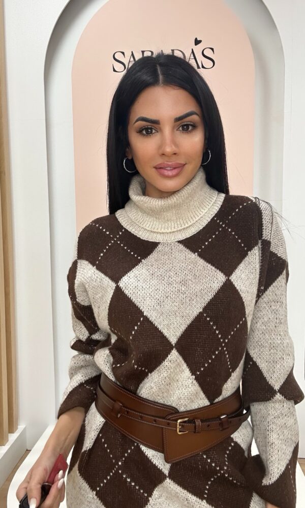 Vestido Cuello Vuelto Rombos