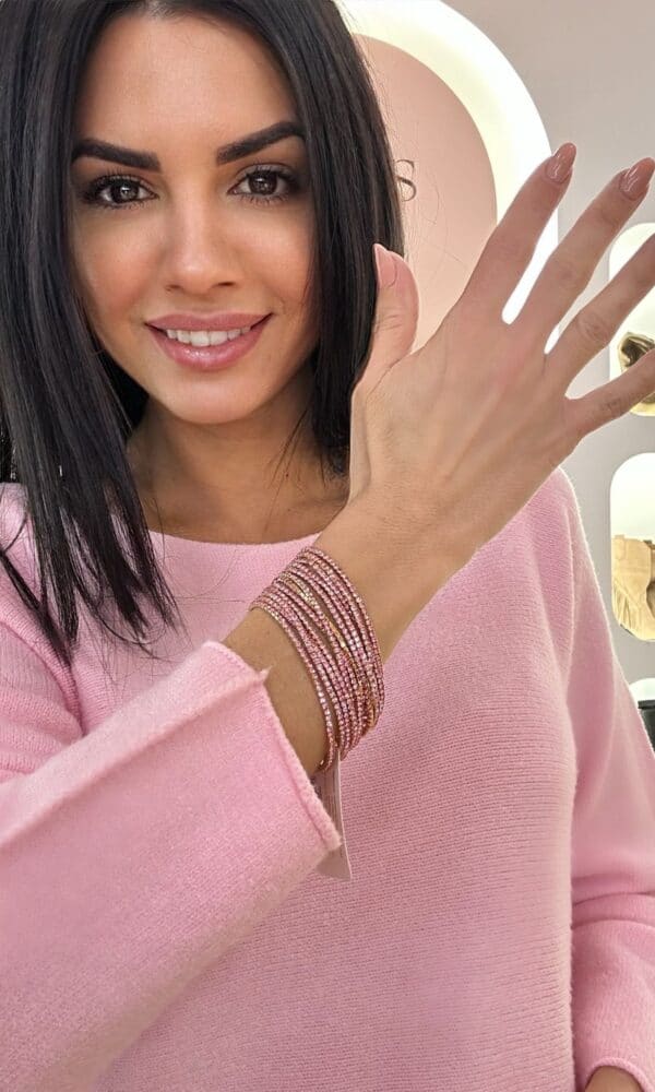 Pulseras Cristales Rosa