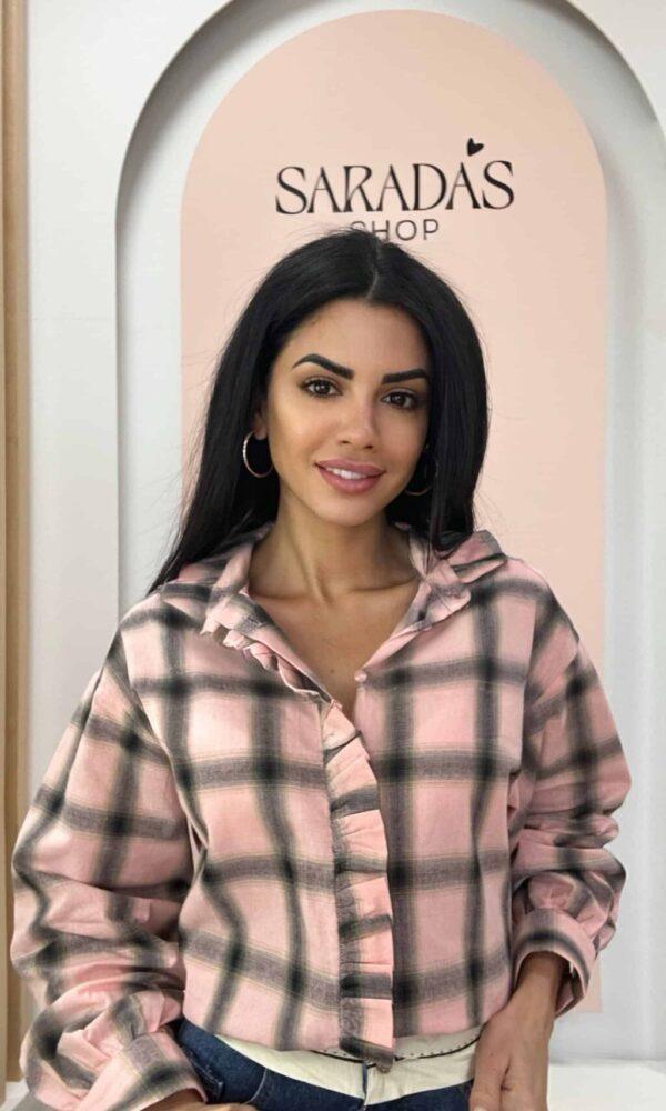 Camisa Cuello Perkins Cuadro Pink