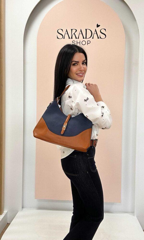 Bolso Combinado Camel/Marino