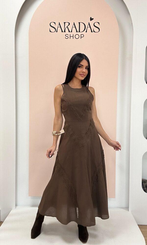 Vestido Lino Combiando Encaje